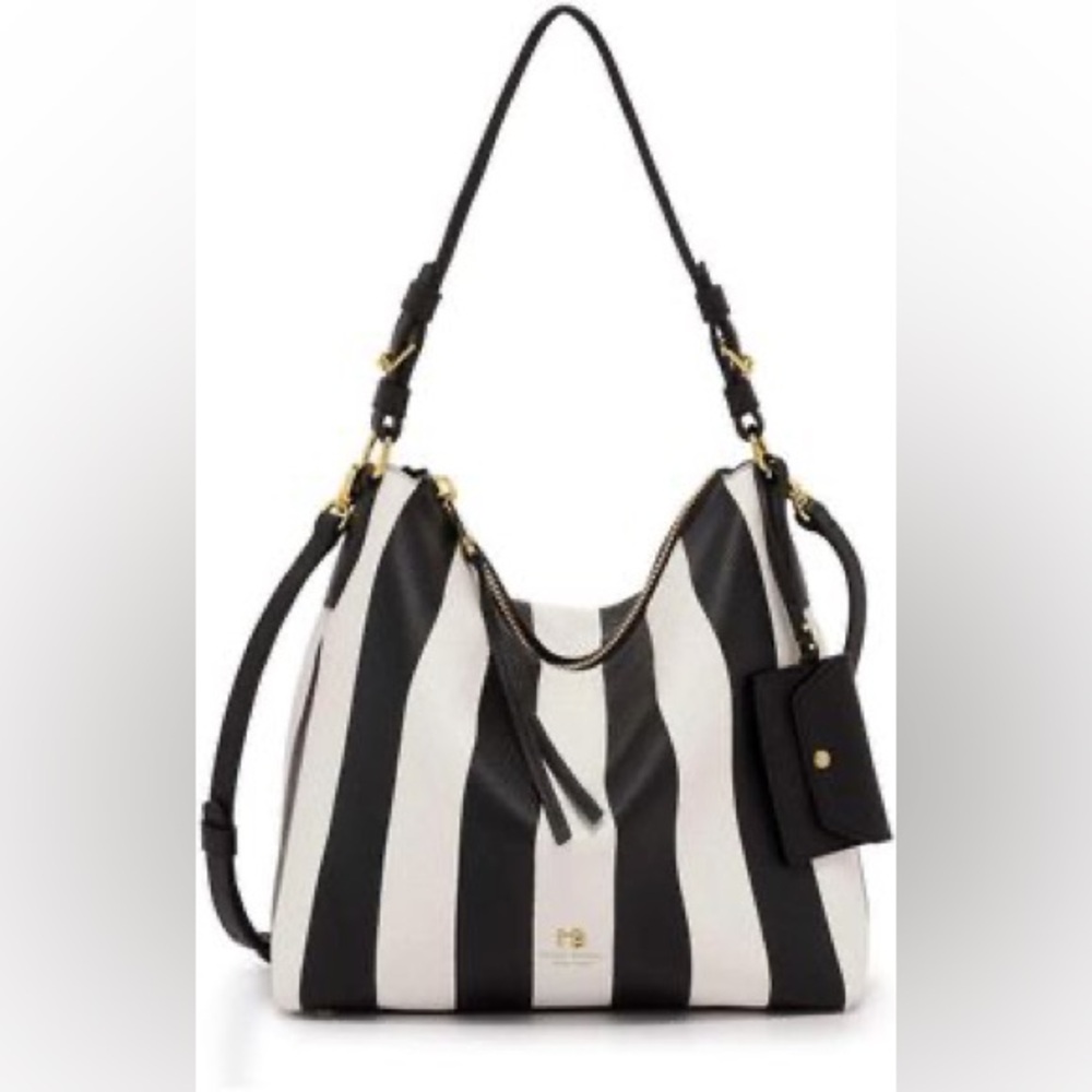 ✨RARE! Henri Bendel Noho Striped Convertible Hobo handbag in Saffiano Leather!